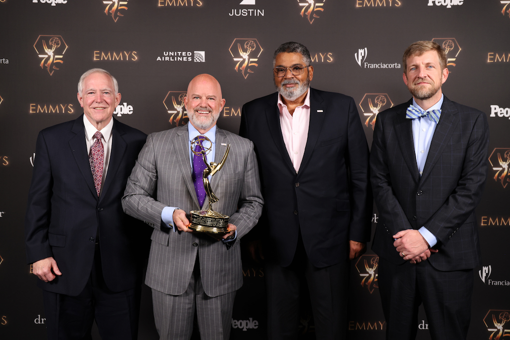 Lynn Claudy, from left, Sam Matheny, Kelly Williams, and John Clark from the National Association of Broadcasters, at the 75th Engineering, Science & Technology Emmy Awards on Wednesday, October 18, 2023