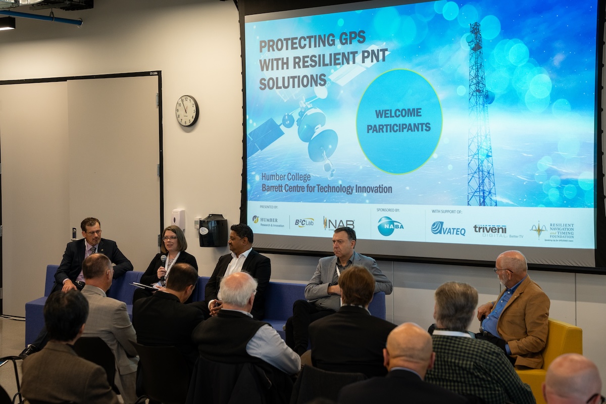 On November 17, 2023, Humber College’s Broadcast–Broadband Convergence B²C Lab, in collaboration with NAB, hosted a PNT focused seminar that introduced and demonstrated Broadcast Positioning System (BPS).